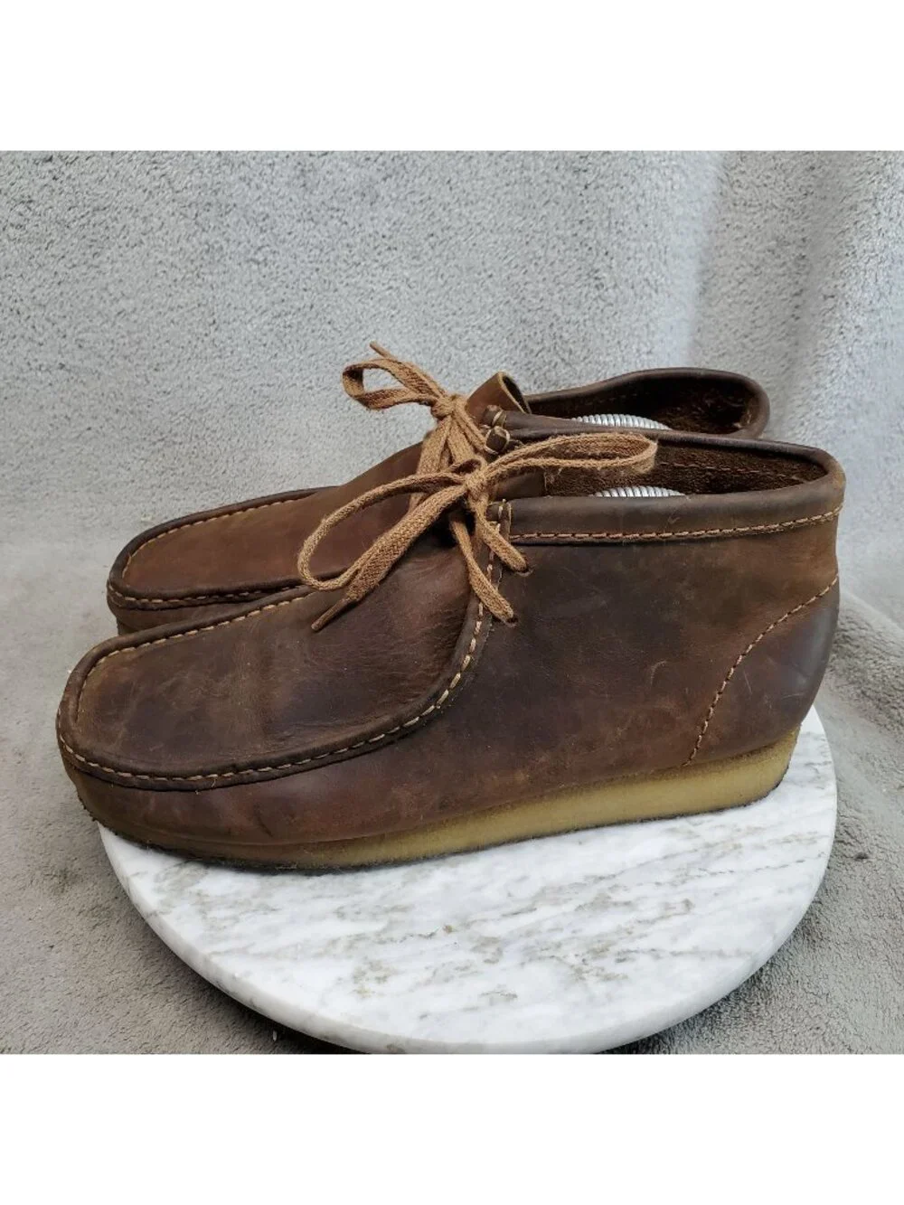 Clarks Shoes Mens SIze 10 Wallabee Brown Leather Chukka Boots *Read*